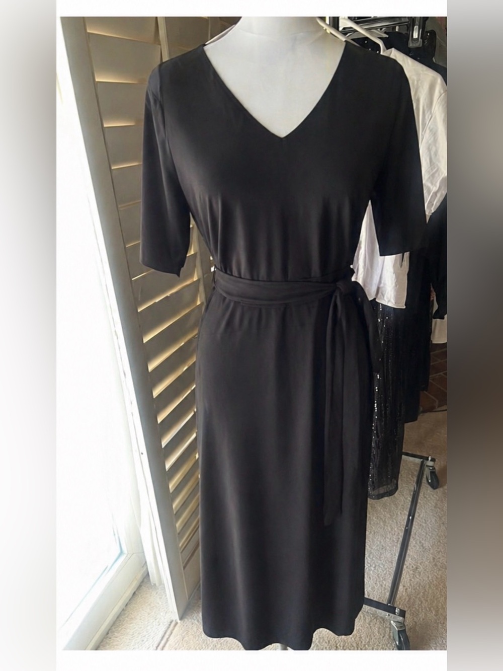 Preston & York Black V-Neck Top with Label Detail